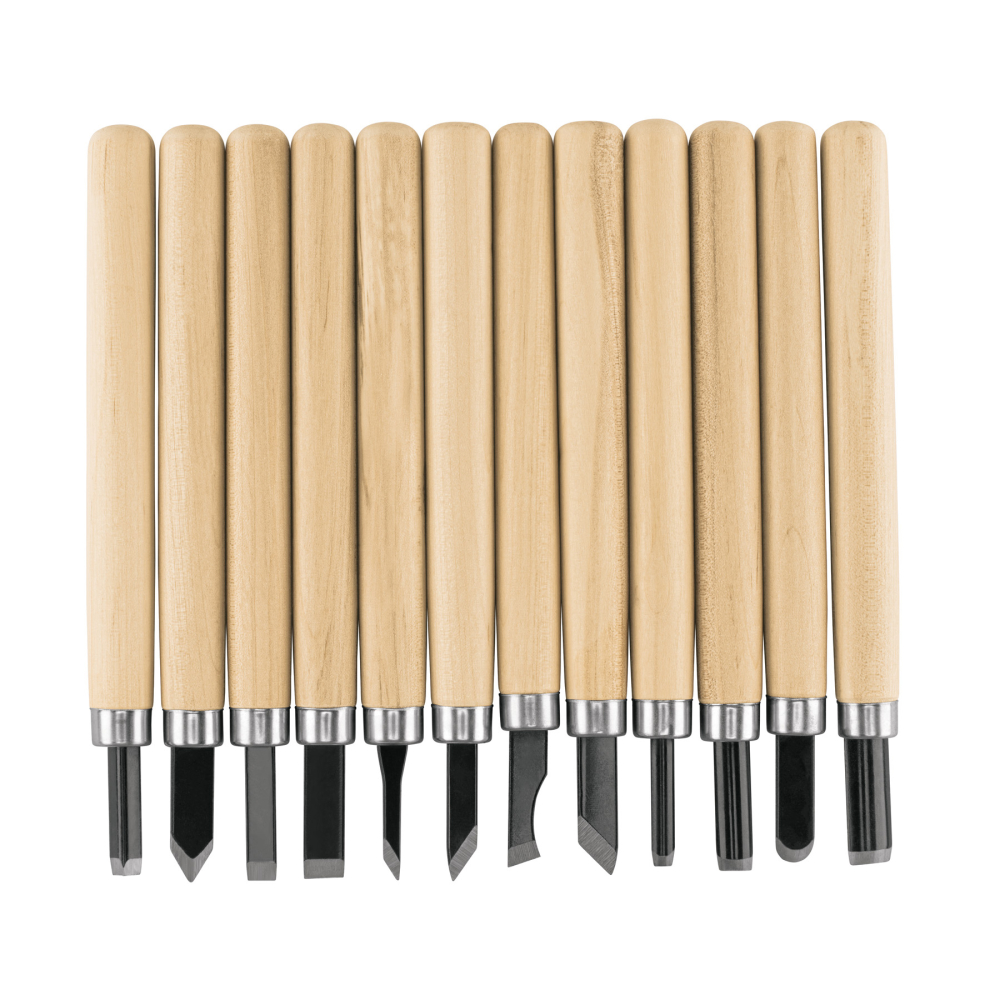 Juego de 12 gurbias escolares para madera, Pretul JGM-12P