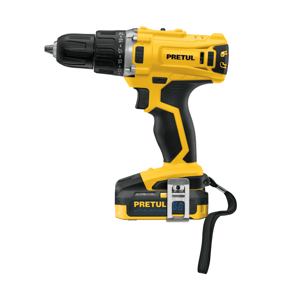 Taladro/destornillador 1/2', 20V, 1 batería 2Ah, PRETUL TALI-20P2