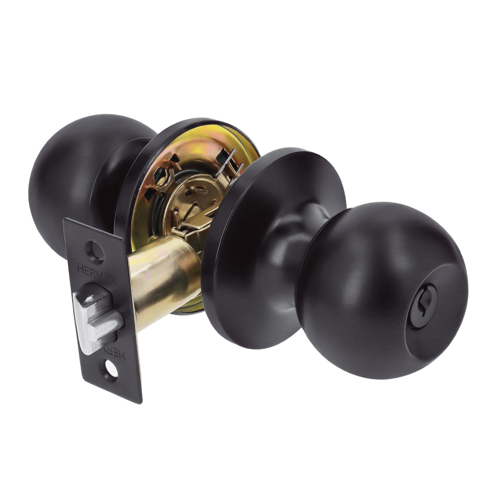 Cerradura esfera tubular, entrada, negro, HERMEX BASIC BALT-NE-EP