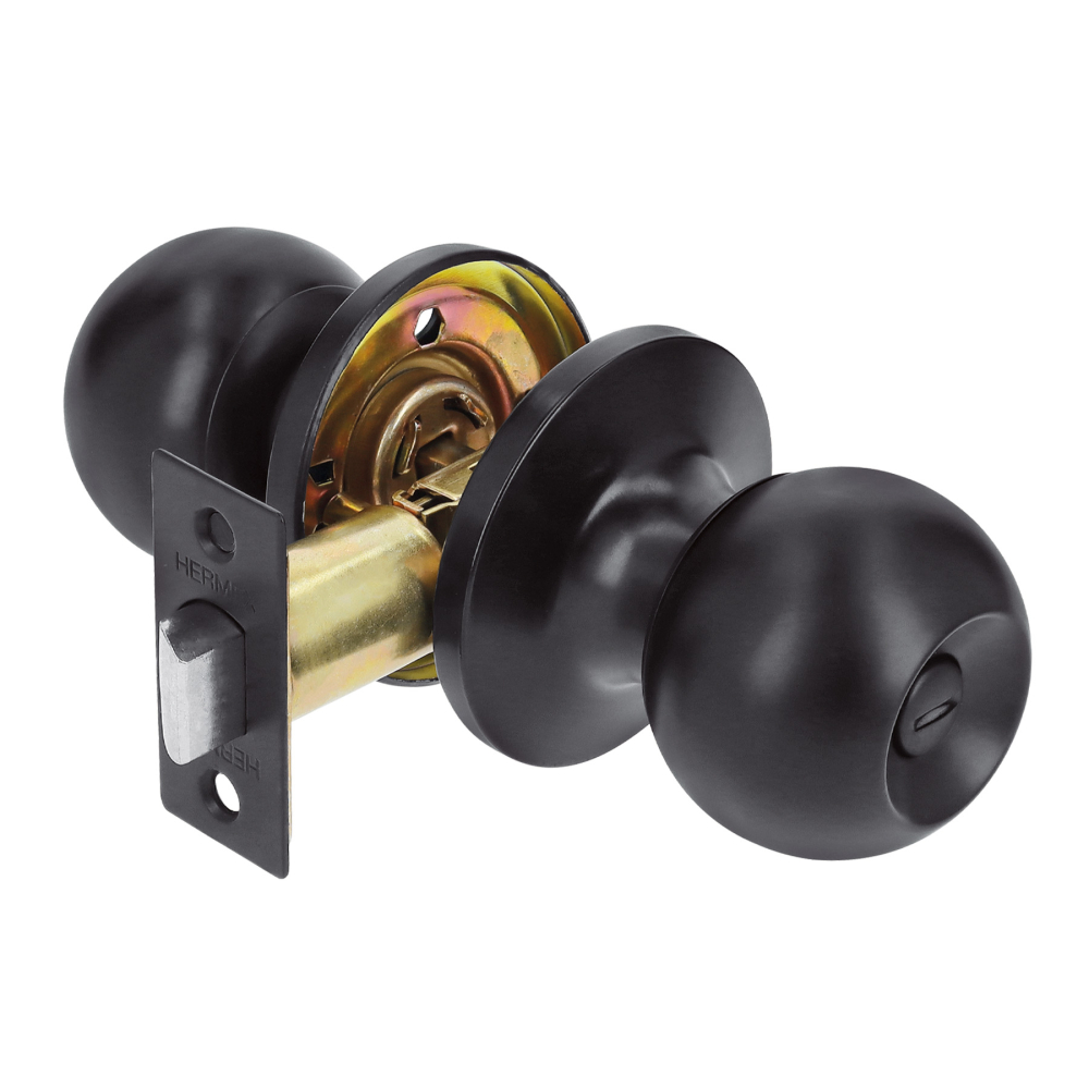 Cerradura esfera tubular, baño, negro, blíster, BASIC BALT-NE-BPB