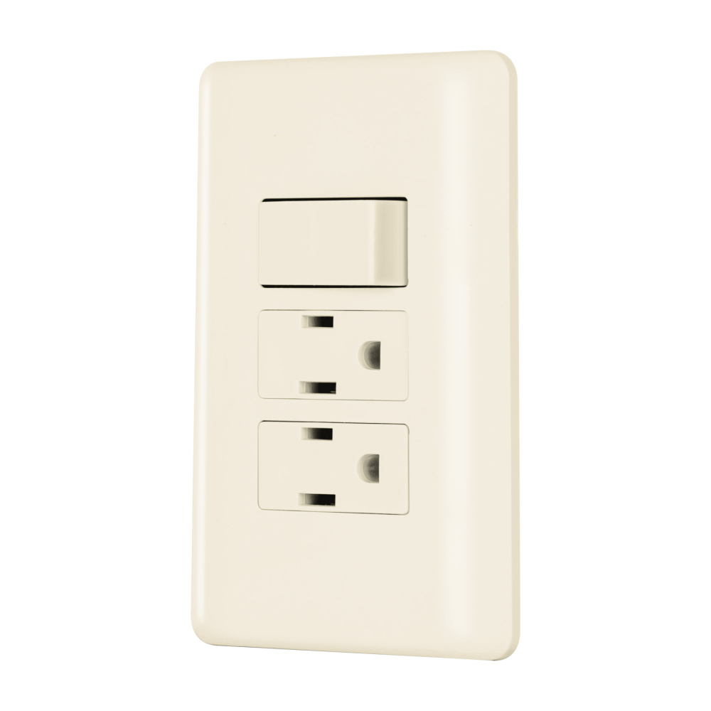 Placa armada interruptor y 2 contactos, marfil, BASIC PA-APCO-B3I