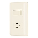 Placa armada interruptor y contacto, marfil, VOLTECK PA-APCO-BI