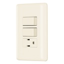 Placa armada 2 interruptores y contacto, marfil, BASIC PA-APCO-B2I