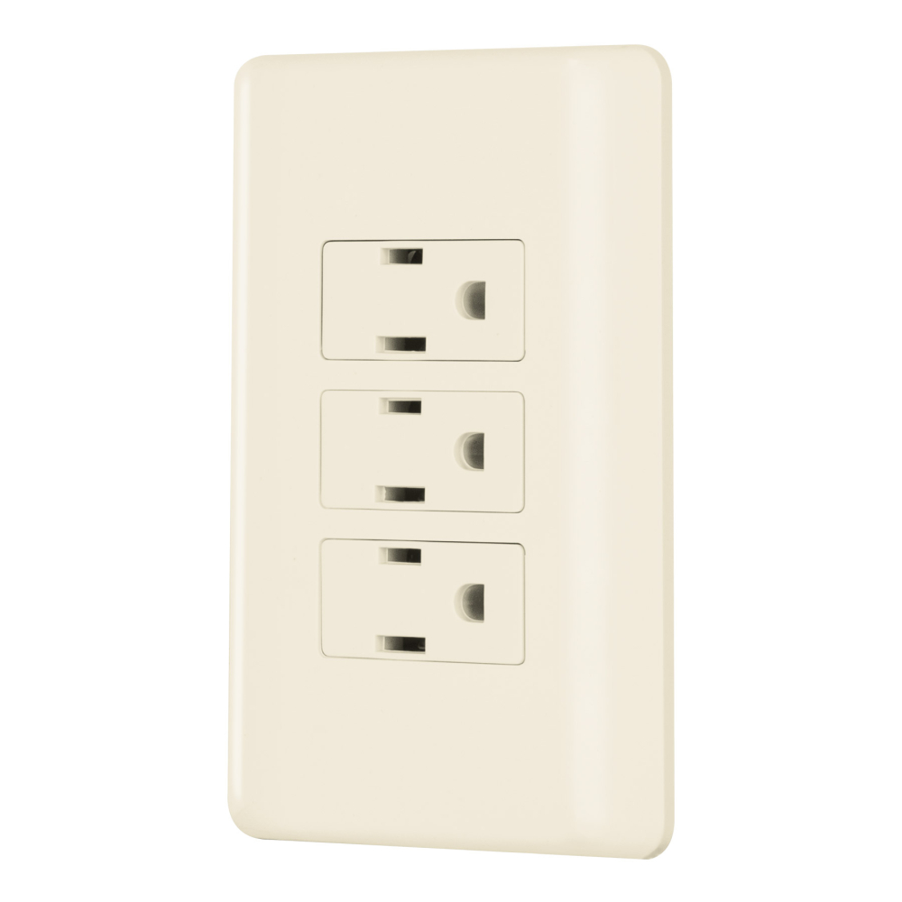 Placa armada 3 contactos aterrizados, marfil, Volteck PA-COTR-BI