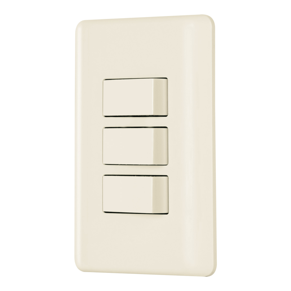 Placa armada 3 interruptores, marfil, VOLTECK PA-APTR-BI