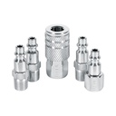 Juego de 4 conectores rápidos y 1 cople, de acero, PRETUL CORAL-5P