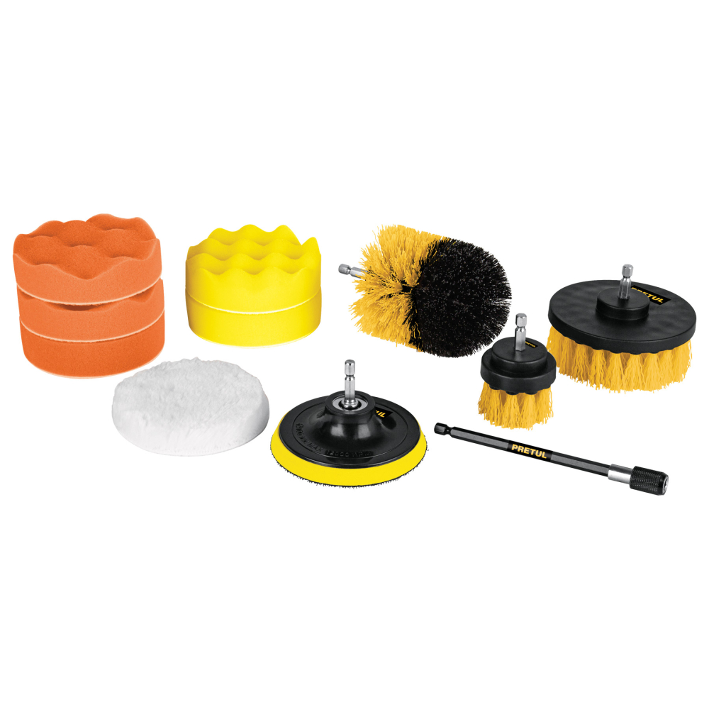 Juego 11 accesorios de limpieza y pulido p/taladro, Pretul JCE-11P