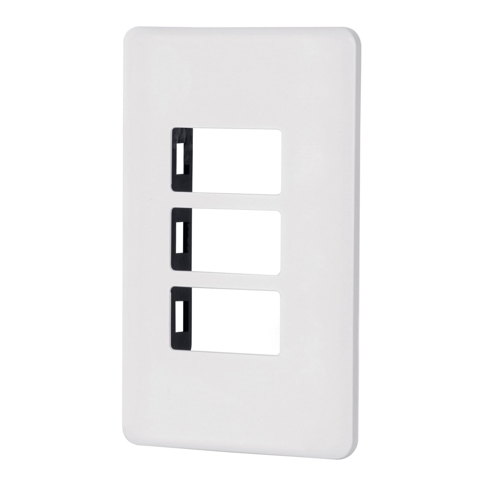 Placa 3 módulos de ABS, blanca, VOLTECK BASIC PPTR-B