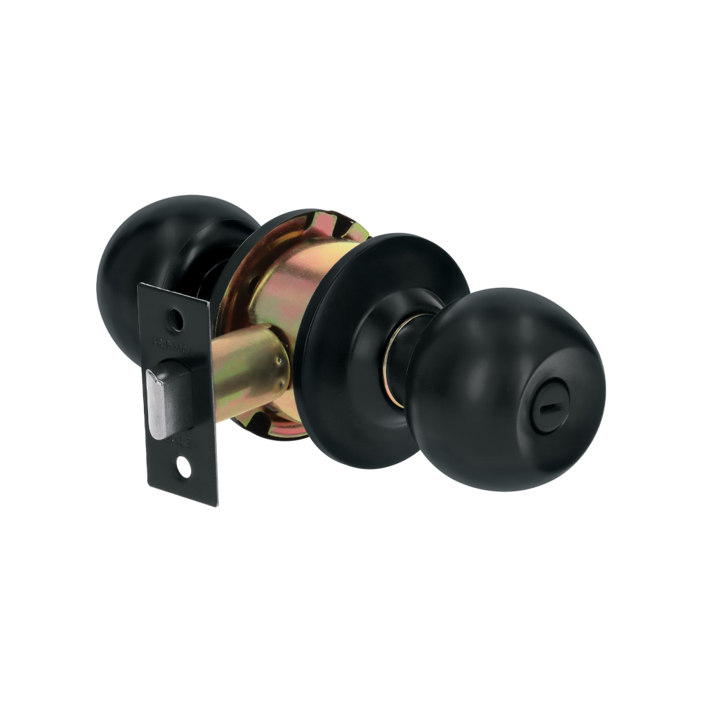 Cerradura esfera, cil, baño, negro, blíster, BASIC BAL-NE-BPB