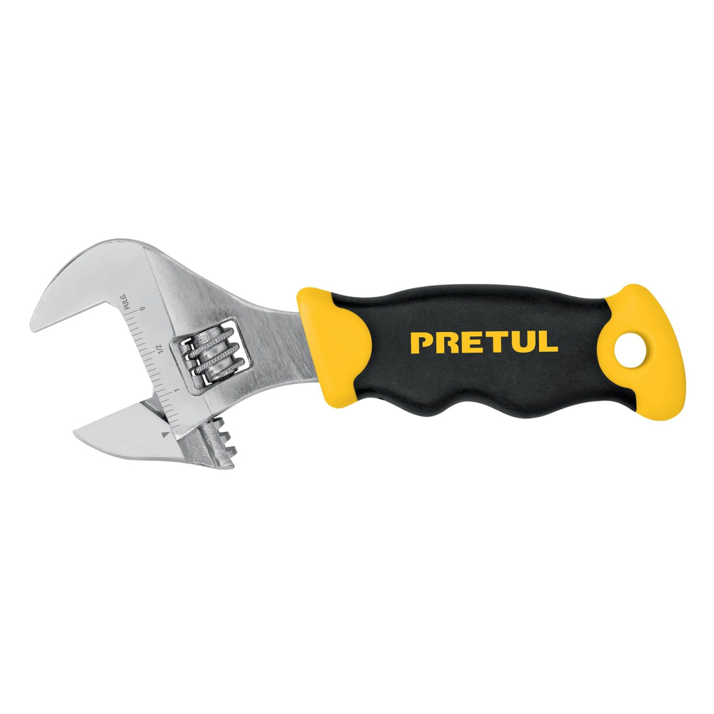 Llave ajustable (perico corto) 6' cromada con grip, PRETUL PECO-6P