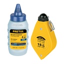 Tiralíneas plástico con gis azul, 15 m (50 ft), PRETUL TL-50P