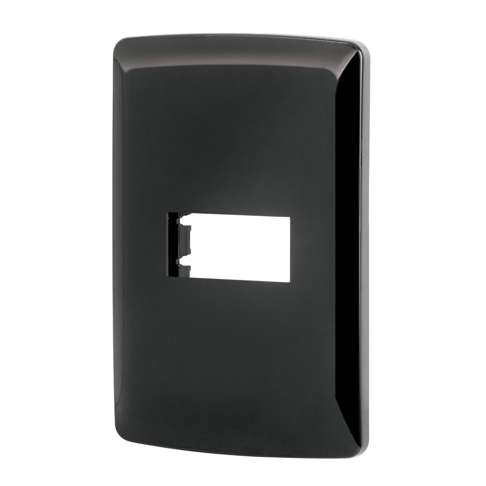 Placa 1 módulo, Italiana, color negro, Volteck PPSE-IN