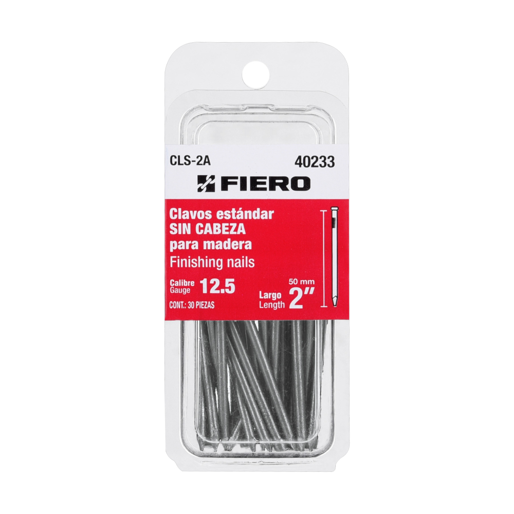 Blíster con 30 clavos estándar 2' sin cabeza, FIERO CLS-2A