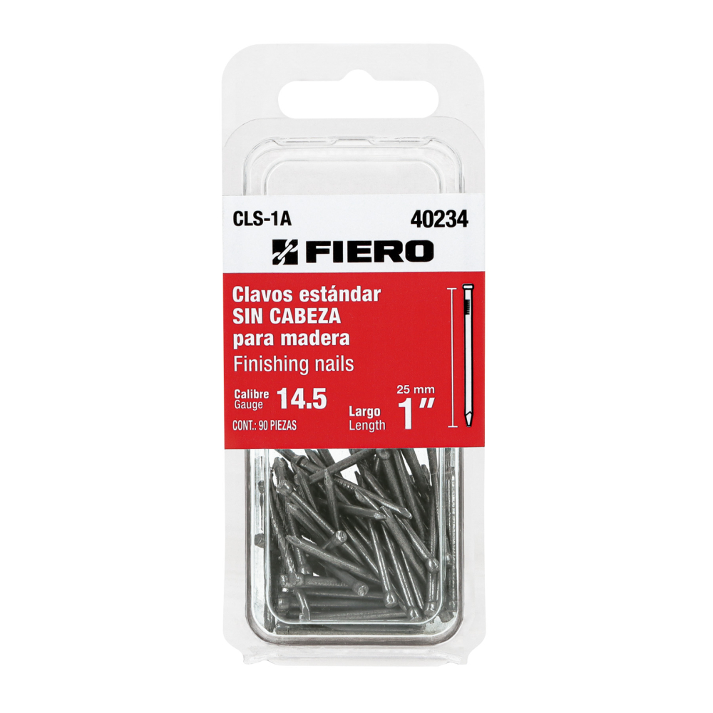 Blíster con 90 clavos estándar 1' sin cabeza, FIERO CLS-1A