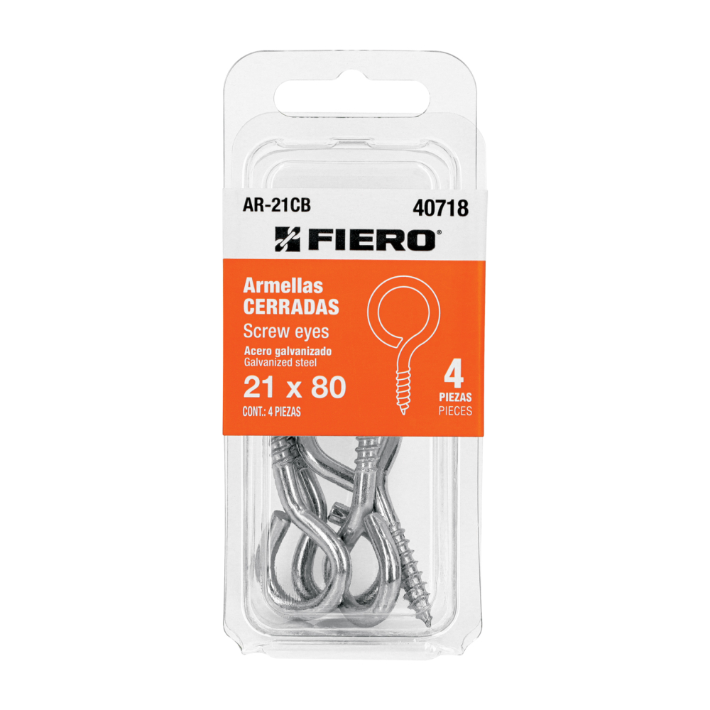 Blíster con 4 armellas cerradas de 21 x 80, FIERO AR-21CB