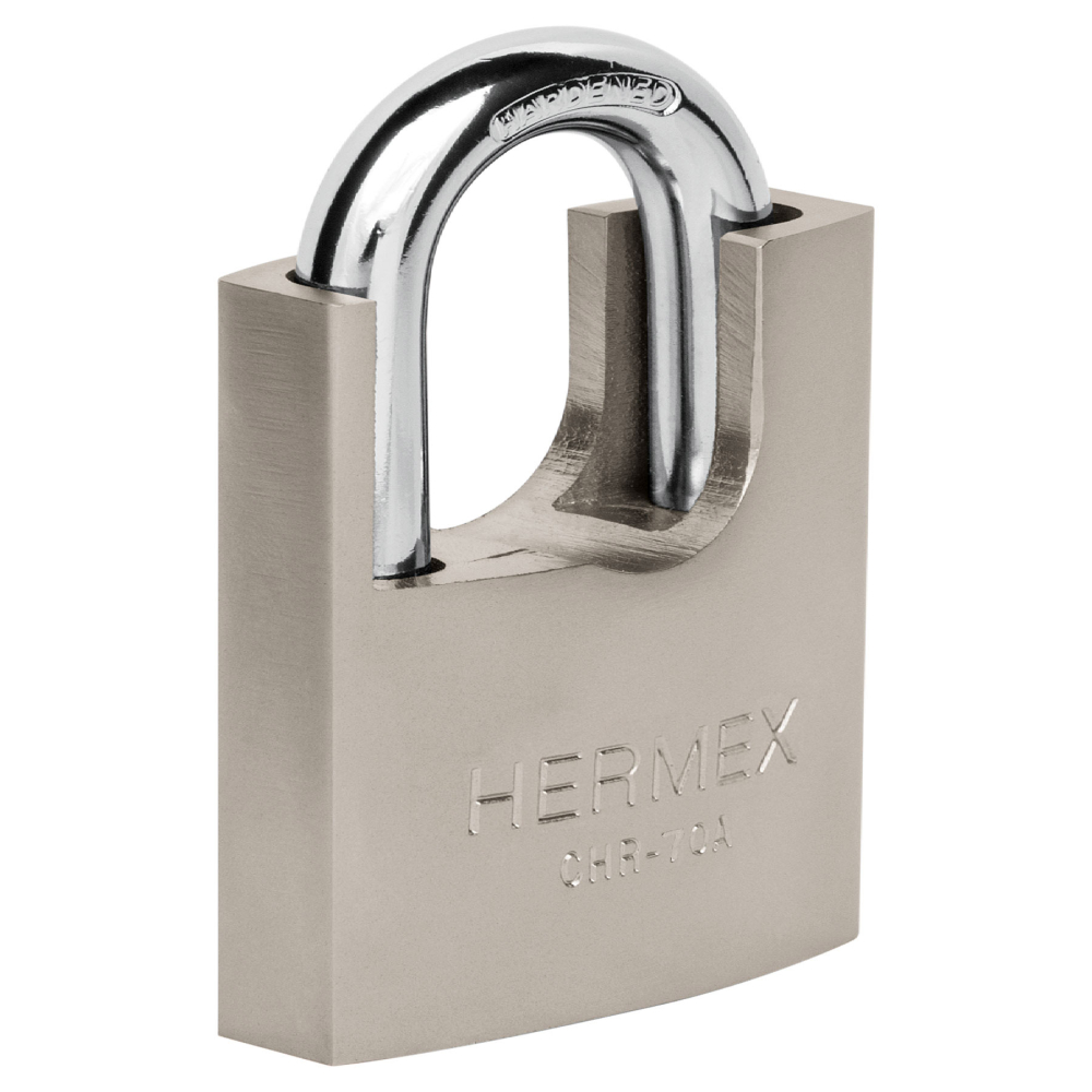 Candado de hierro 70 mm con coraza, llave de disco, HERMEX CHR-70A
