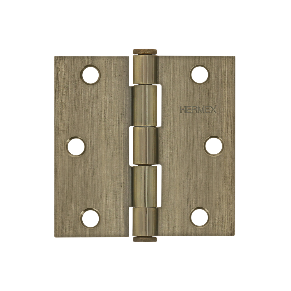 Bisagra cuadrada 3', latón antiguo, cabeza plana, HERMEX BC-302P