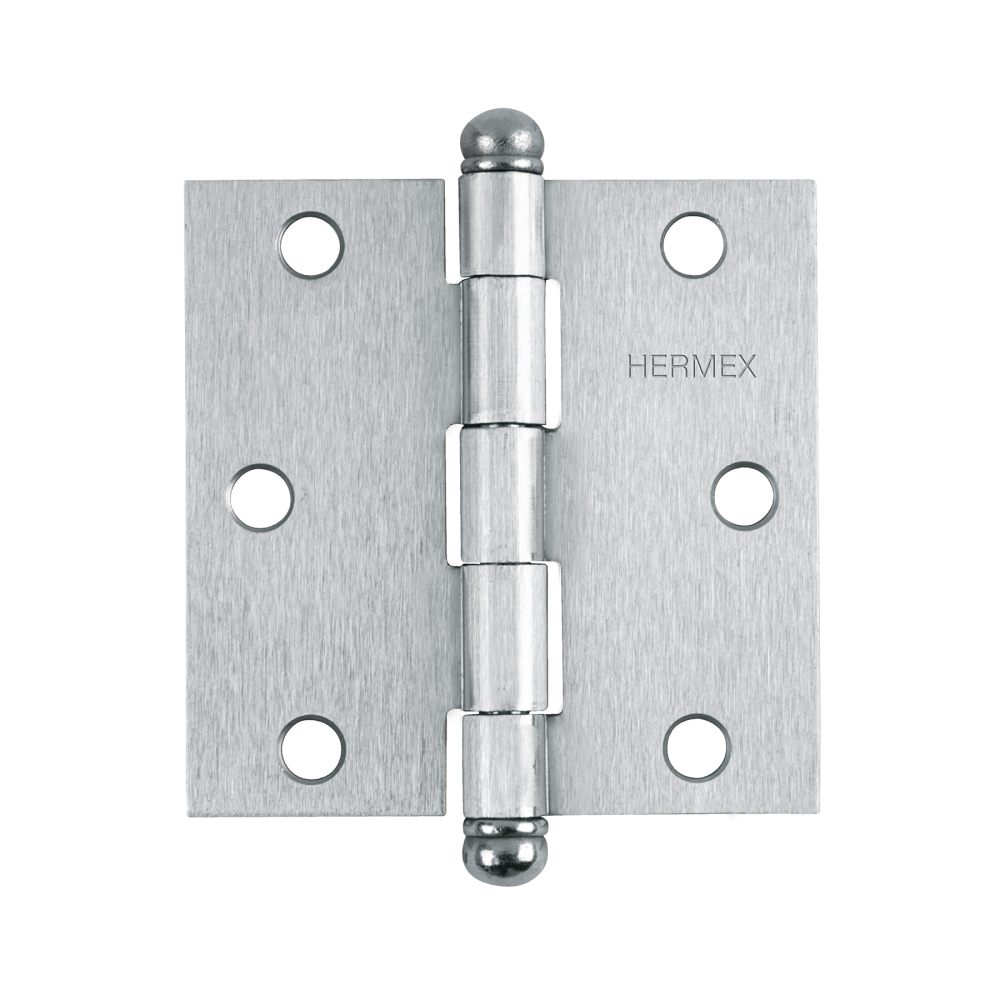 Bisagra cuadrada 3', acero satinado, cabeza redonda, HERMEX BC-303R