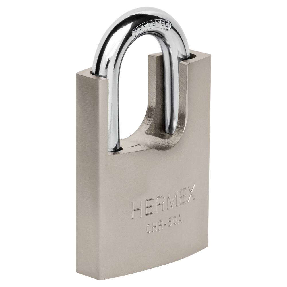 Candado de hierro 50 mm con coraza, llave de disco, HERMEX CHR-50A