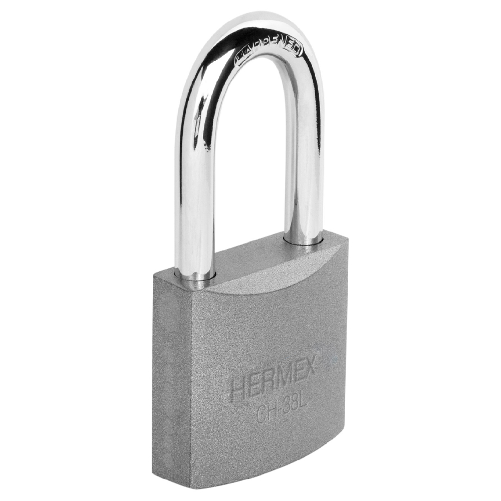Candado de hierro 38 mm, gancho largo en caja, HERMEX CH-38L