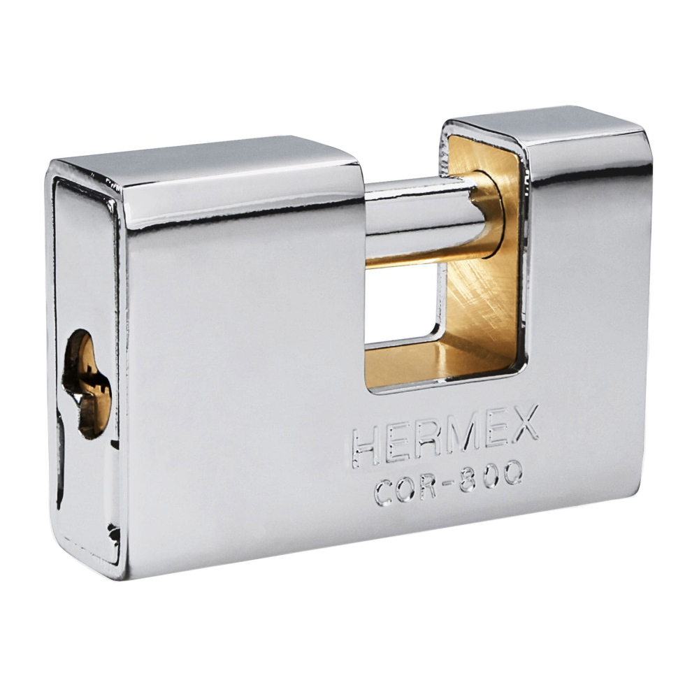 Candado antipalanca, 80mm, blindado, llave puntos, HERMEX COR-80Q