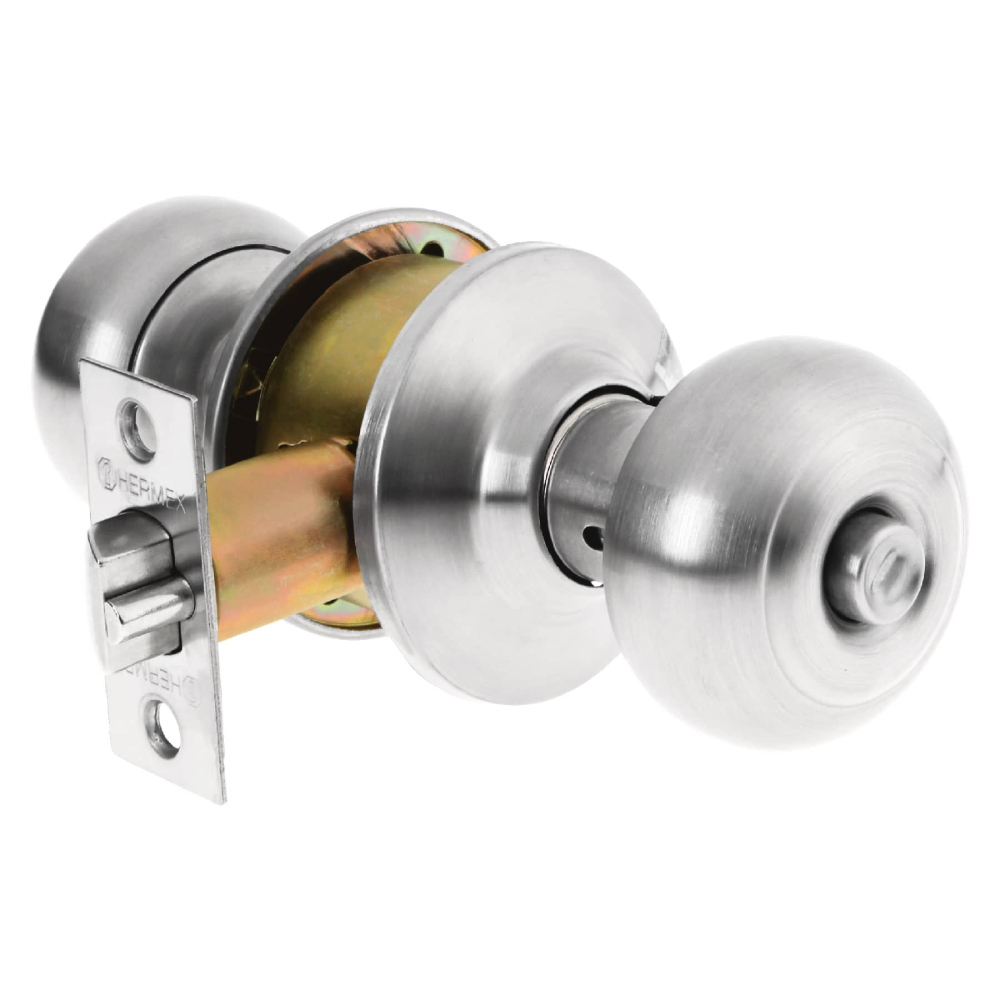 Cerradura tipo oval para recámara, cromo mate, HERMEX CEPO-32R