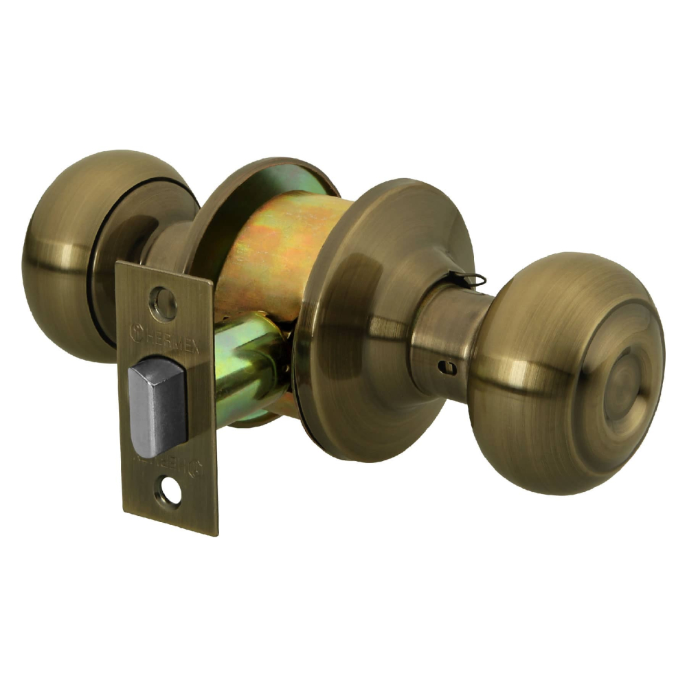 Cerradura tipo oval para entrada, latón antiguo, HERMEX CEPO-22E