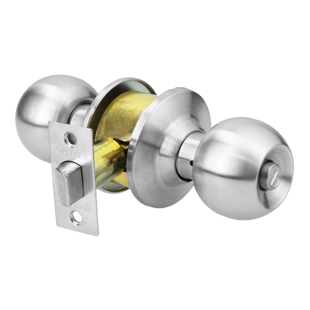 Cerradura tipo esfera para baño, cromo mate, HERMEX CEPO-31B