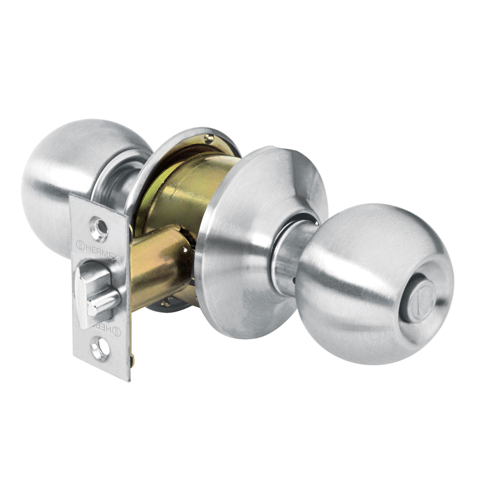 Cerradura tipo esfera para recámara, cromo mate, HERMEX CEPO-31R