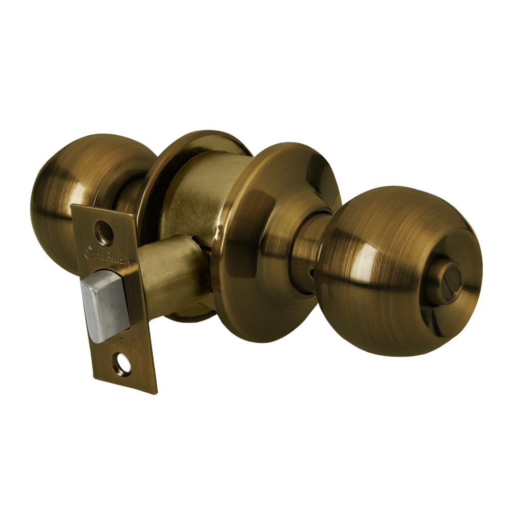 Cerradura tipo esfera para baño, latón antiguo, HERMEX CEPO-21B