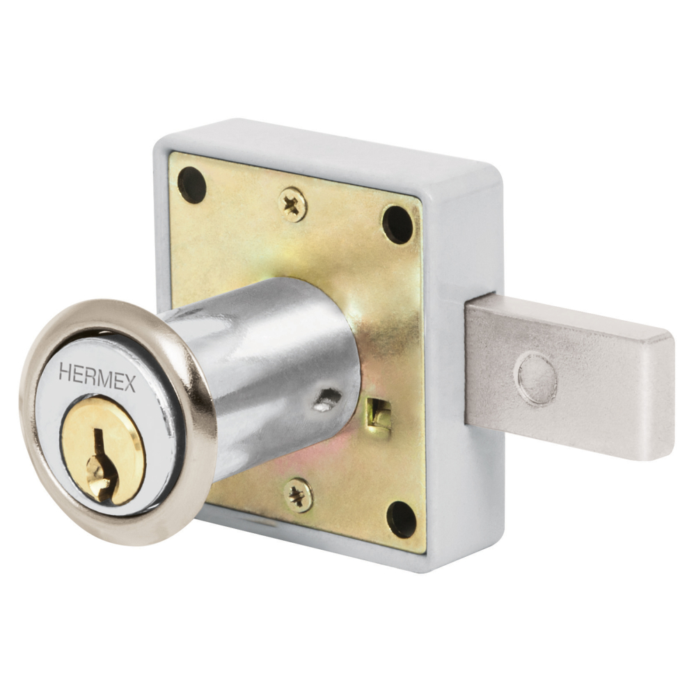 Cerradura para mueble, modelo 25, cromo, HERMEX CM-25C
