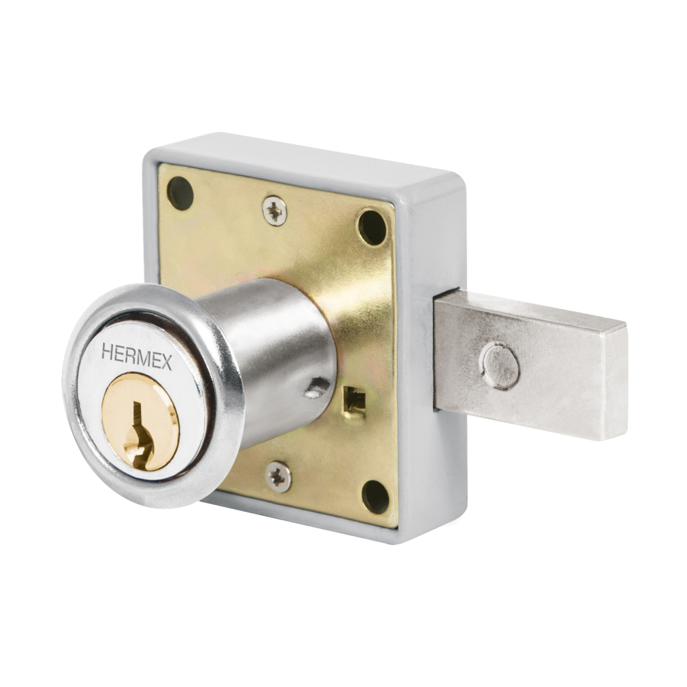 Cerradura para mueble, modelo 26, cromo, HERMEX CM-26C