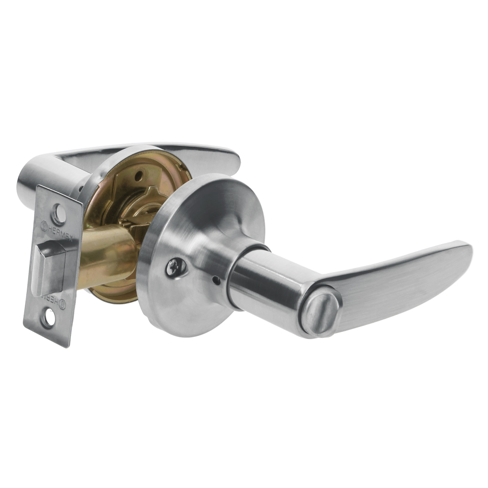 Cerradura manija 'Turín' p/baño cromo mate, cil latón CEMA-3B