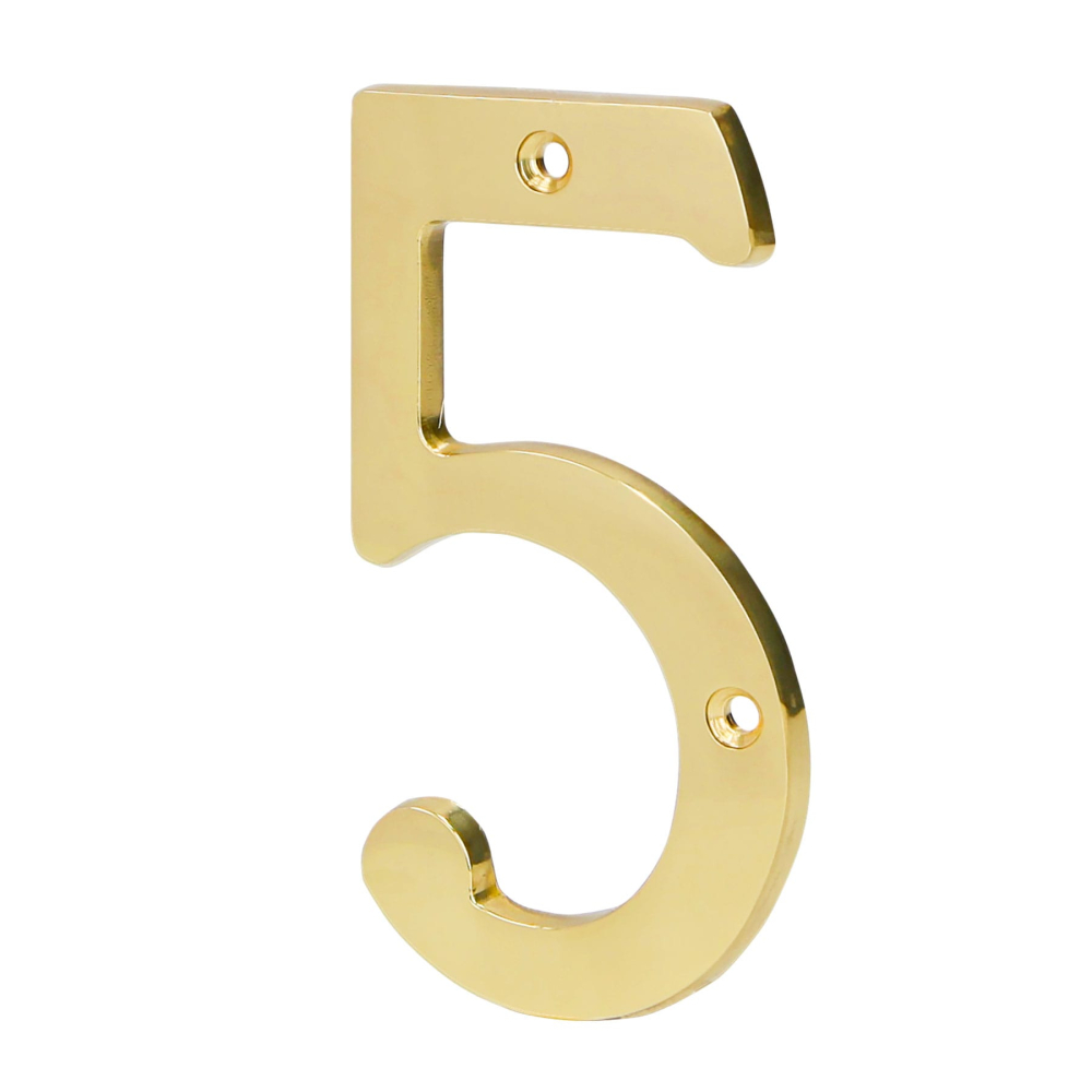 Número 5 de latón sólido 4', latón brillante, HERMEX NUCH-5
