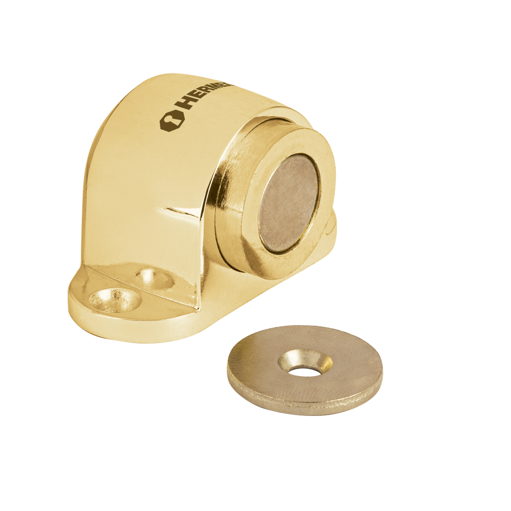 Tope para puerta magnético, acabado latón brillante, HERMEX TOMA-1