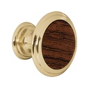 Perilla metálica, latón brillante, inserto madera, HERMEX PER-062