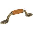 Jaladera metálica de 76mm latón antiguo, inserto tipo madera JAL-0631