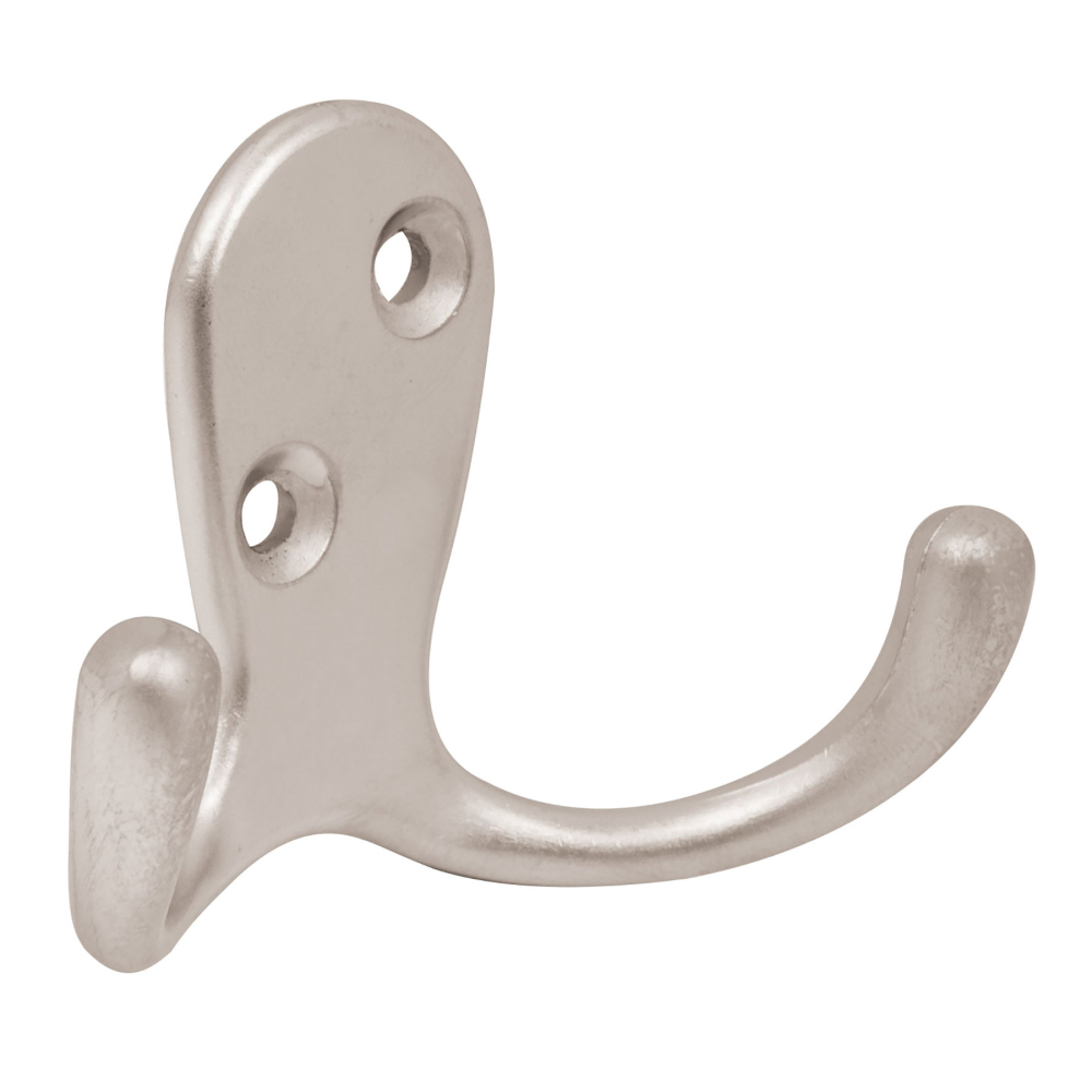 Gancho doble tipo perchero, 7 cm, níquel satinado, HERMEX PEPU-24