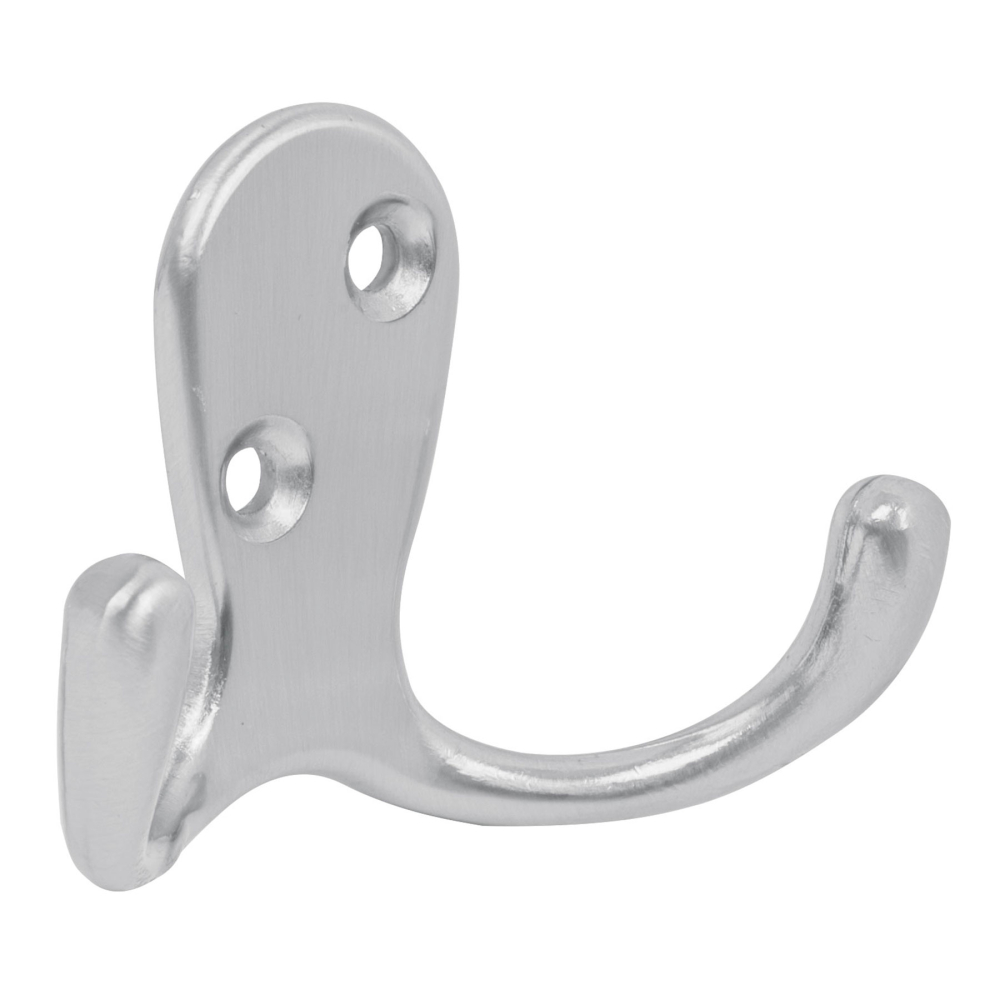 Gancho doble tipo perchero, 7 cm, cromo mate, HERMEX PEPU-23