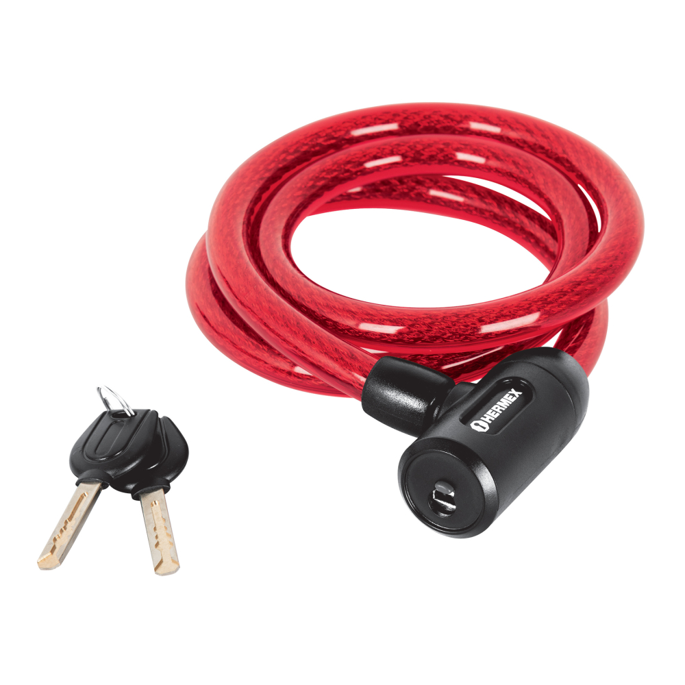 Candado de cable con llave, 15mm X 1.20 m, HERMEX CB-15