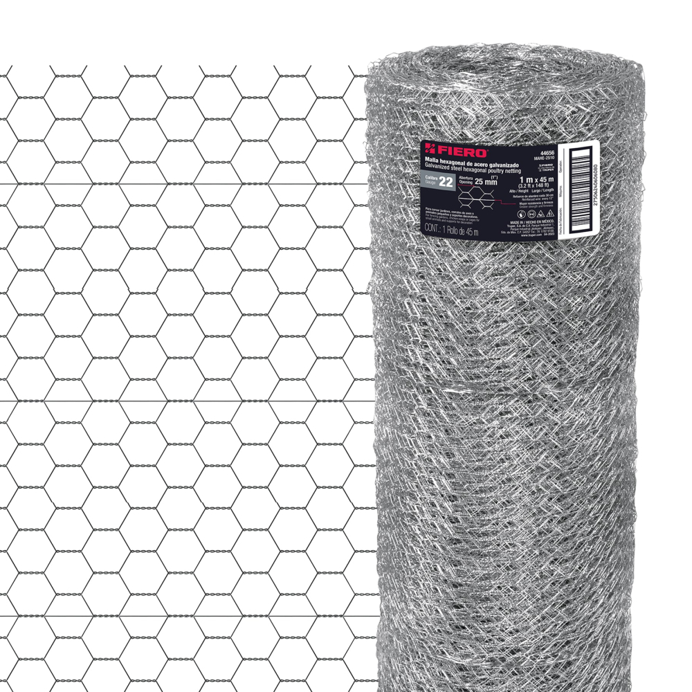 Rollo malla hexagonal cal.22, 1x 45m, abertura 25mm, 13kg MAHE-2510