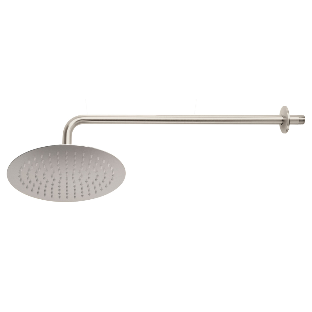 Regadera plato redondo 10' con brazo, satín, FOSET RIVIERA R-311N