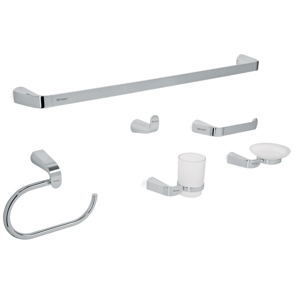 Juego de 6 accesorios para baño acabado cromo, RIVIERA RIA-7000