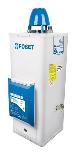 Calentador de paso, electrónico, 9L, 2 serv, gas nat, FOSET CALE-9P-EN