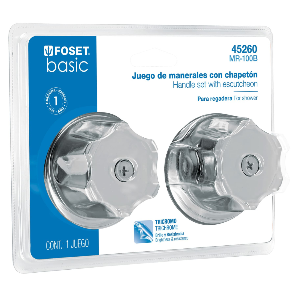 Juego de 2 manerales metálicos para regadera, en blíster MR-100B