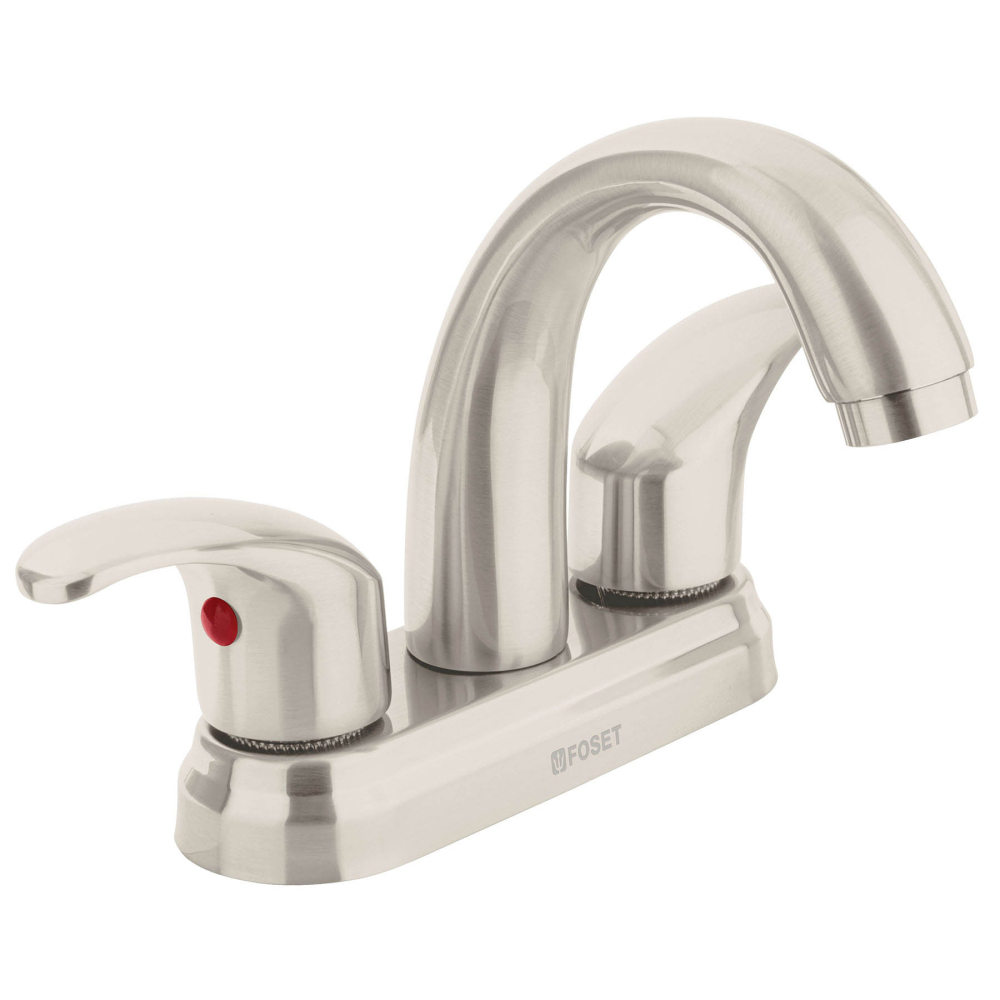 Mezcladora lavabo 4' satín, nariz curva, palanca, AQUA AQM-52N