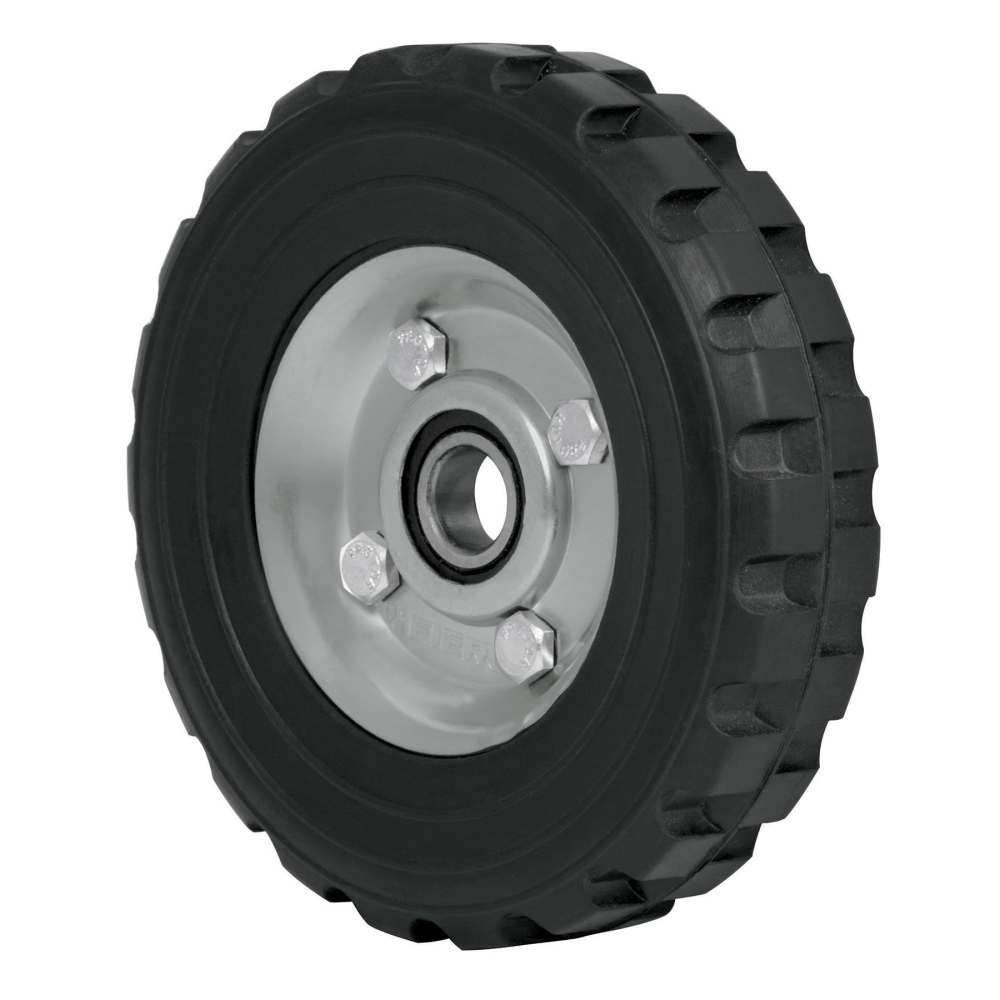 Rueda de hule sólido 6' para diablo, un balero, PRETUL RD-61