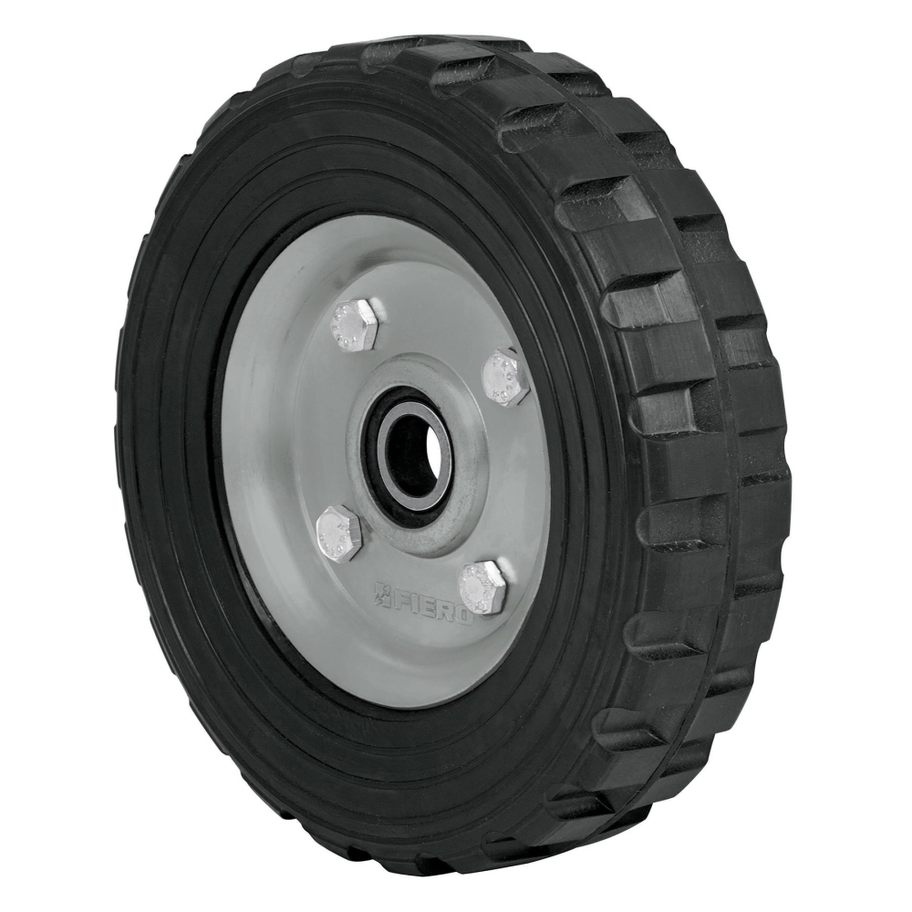 Rueda de hule sólido 7' para diablo, un balero, PRETUL RD-71