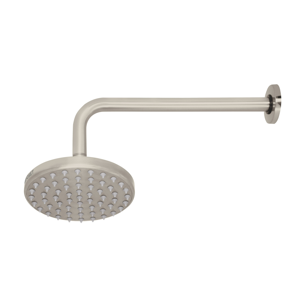 Regadera satín 6' plato redondo, con brazo, FOSET ELEMENT R-206N