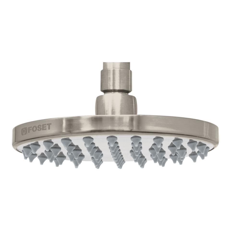 Regadera satín 6' plato redondo, sin brazo, FOSET ELEMENT R-206SN